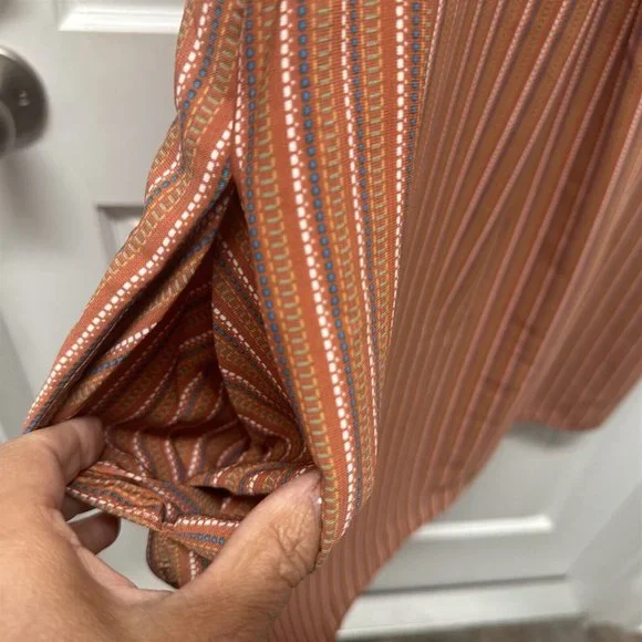 Entro Mini Dress Medium Oversized Orange Brown Flowy Boxy Pockets Popover - Picture 8 of 8